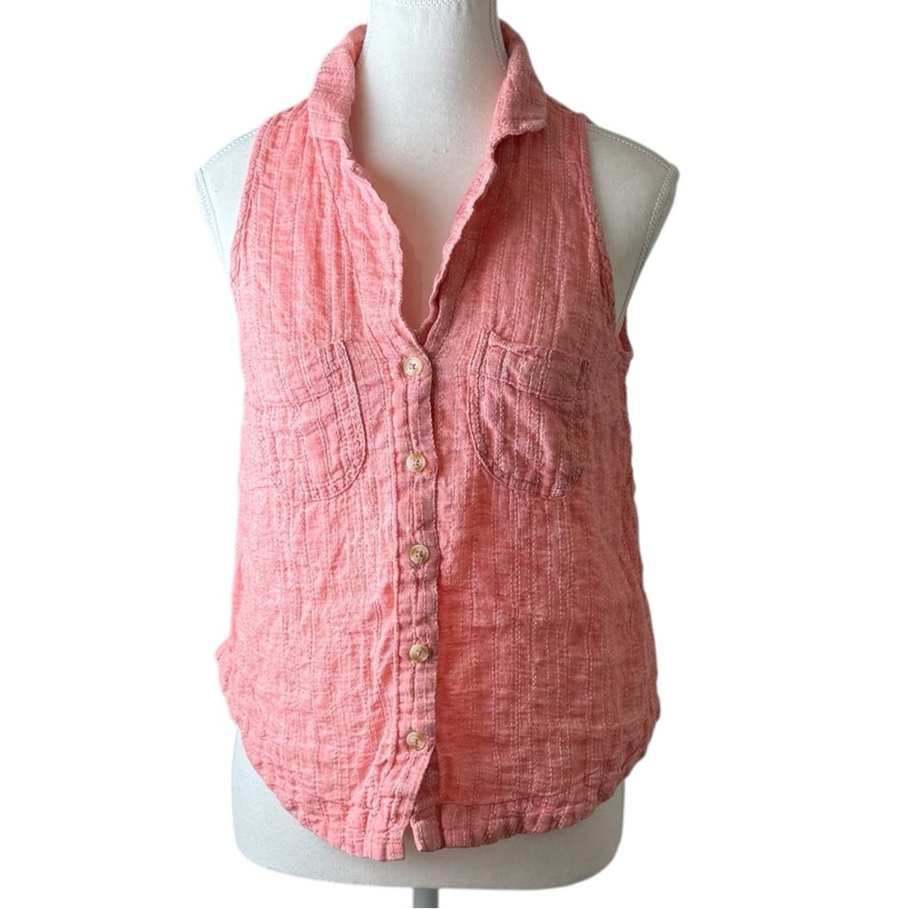 Maeve Anthropologie Felicity Linen Blend Sleeveless‎ Top Pink 8